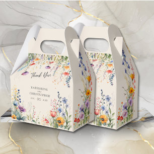 Farbenfrohe Wildblumen Elegante Beige Große Hochze Geschenkschachtel