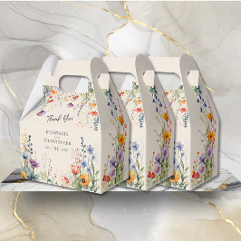 Farbenfrohe Wildblumen Elegante Beige Kleine Hochz Geschenkschachtel