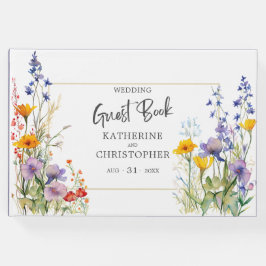 Farbenfrohe Wildblumen Elegante Hochzeit Gästebuch