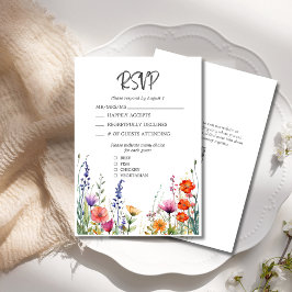 Farbenfrohe Wildblumen Elegante Wedding RSVP Card Karte