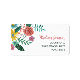 Farbenfrohe Wildblumen Frühlingsblumen Wasserfarbe Adressaufkleber