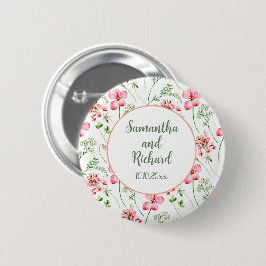 Farbenfrohe Wildblumen Hochzeit Button