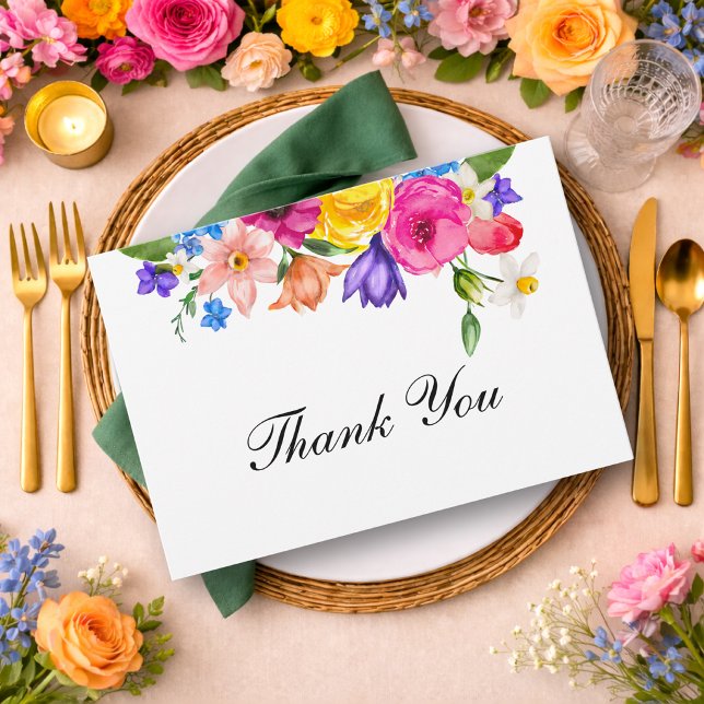Farbenfrohe Wildblumen Hochzeit Dankeskarte (Von Creator hochgeladen)