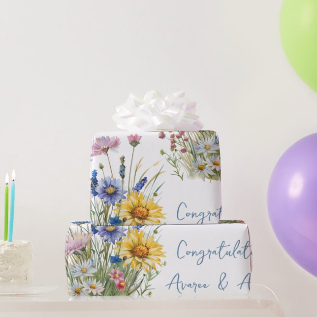 Farbenfrohe Wildblumen Hochzeit/Dusche Geschenkpapier (Partygeschenke)