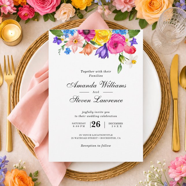 Farbenfrohe Wildblumen Hochzeit Einladung (Von Creator hochgeladen)