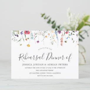 Farbenfrohe Wildblumen Hochzeit Probe Dinner Einladung