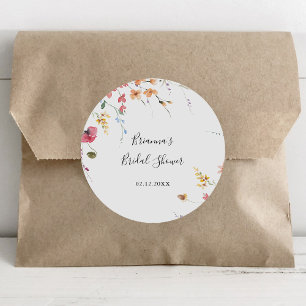 Farbenfrohe Wildblumen-Hochzeitsdusche Favor Runder Aufkleber