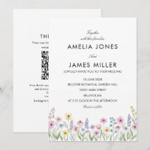 Farbenfrohe Wildblumen-Hochzeitseinladung im minim