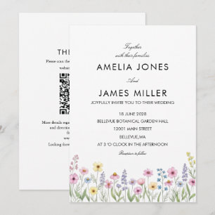 Farbenfrohe Wildblumen-Hochzeitseinladung im minim Einladung