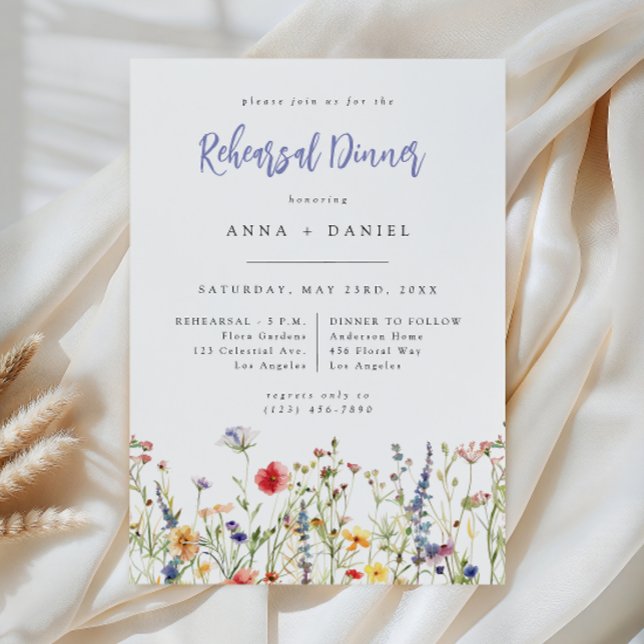 Farbenfrohe Wildblumen-Hochzeitsprobe-Dinner Einladung (Von Creator hochgeladen)