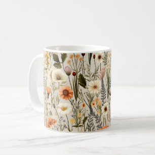 Farbenfrohe Wildblumen Muster Kaffeetasse