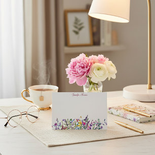 Farbenfrohe Wildblumen personalisiert Mitteilungskarte