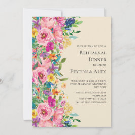 Farbenfrohe Wildblumen Probe Abendessen Einladung