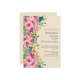 Farbenfrohe Wildblumen Probe Abendessen Einladung