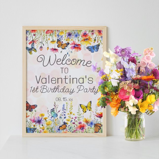 Farbenfrohe Wildblumen & Schmetterlinge Party Will Poster (Von Creator hochgeladen)