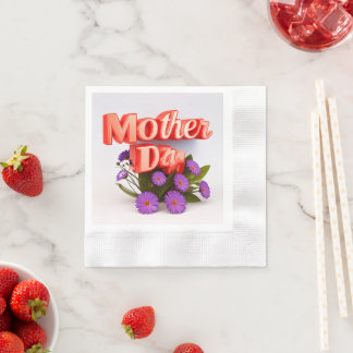 Farbenfrohe Wildblumen zum Muttertag Serviette