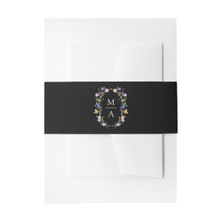 Farbenfrohe Wildblumenwiese Schwarzes Monogramm Ho Einladungsbanderole