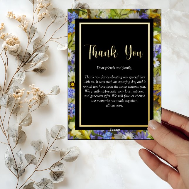 Farbenfrohe wilde Blume Hochzeit Danke-Card Folieneinladung (Von Creator hochgeladen)