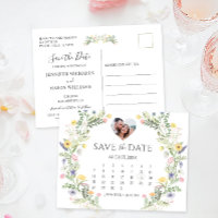 Farbenfrohe Wilde Blume Kranz Save the Date