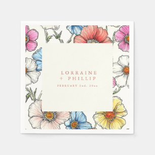 Farbenfrohe wilde Blume Serviette