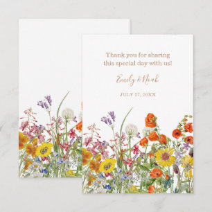 Farbenfrohe wilde Blumen Landhochzeit Dankeschön Dankeskarte