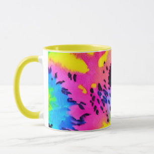 Farbenfrohe wilde Cheetah Tye Dye Muster Tasse