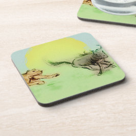 Farbenfrohe wilde Tiere Chase, 6 Set aus Kunststof Getränkeuntersetzer