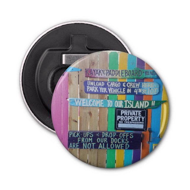 Farbenfrohe Willkommensinsel Zeichen Karibik Flaschenöffner (Vorderseite)