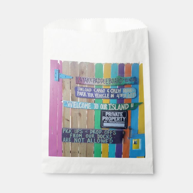 Farbenfrohe Willkommensinsel Zeichen Karibik Geschenktütchen (Vorderseite)