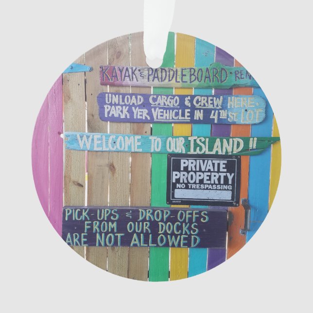 Farbenfrohe Willkommensinsel Zeichen Karibik Ornament (Vorderseite)