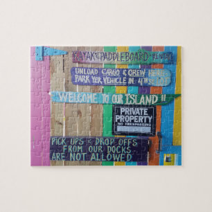 Farbenfrohe Willkommensinsel Zeichen Karibik Puzzle