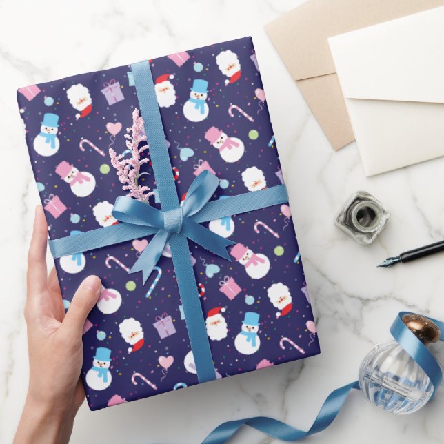 Farbenfrohe Winterschneezeit Weihnachten Muster Geschenkpapier (Schenken)