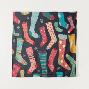 Farbenfrohe Winterschuhe, nahtloses Muster. Wandteppich