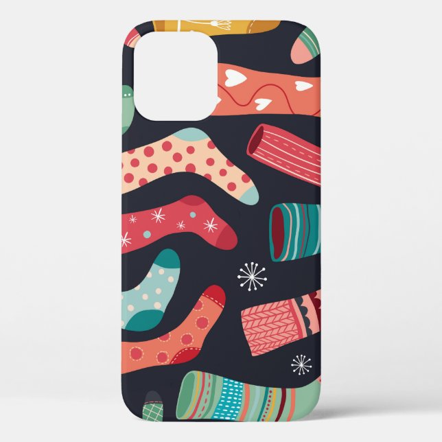Farbenfrohe Wintersocken, nahtloses Muster. Case-Mate iPhone Hülle (Rückseite)