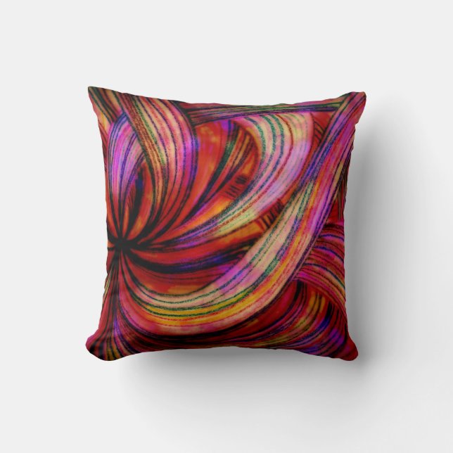 Farbenfrohe Wirbel, Abstrakter bemalteter Crayon Kissen (Vorderseite)