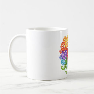Farbenfrohe Wirbel und Rote Rose Art Kaffeetasse
