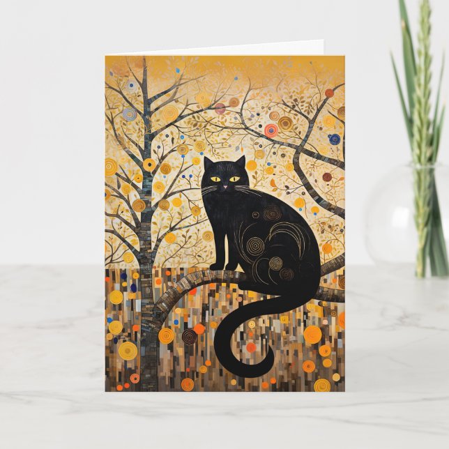 Farbenfrohe Wirbel und Whirlpools Black Cat Card Karte (Vorderseite)