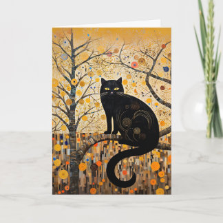 Farbenfrohe Wirbel und Whirlpools Black Cat Card Karte