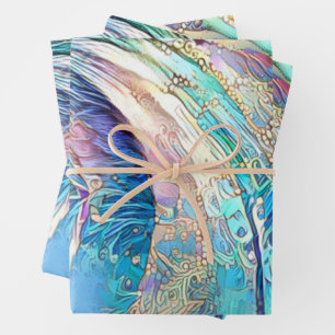 Farbenfrohe, wirbelnde Blätter exotischer Blume