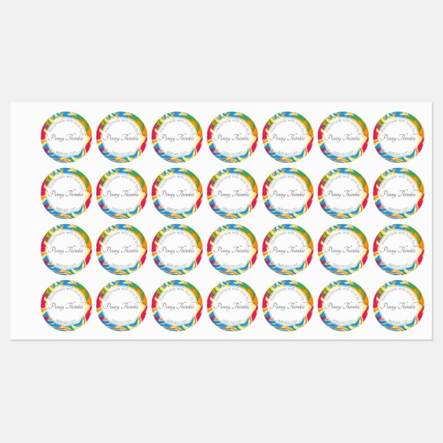 Farbenfrohe, wirbelnde Farbe Etiketten (Blatt)