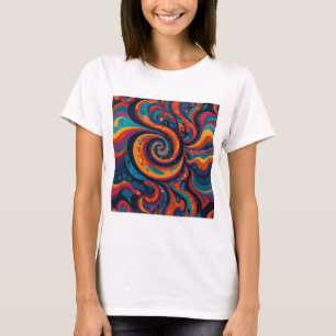 Farbenfrohe wirbelnde Typografie - Psychedelisches T-Shirt