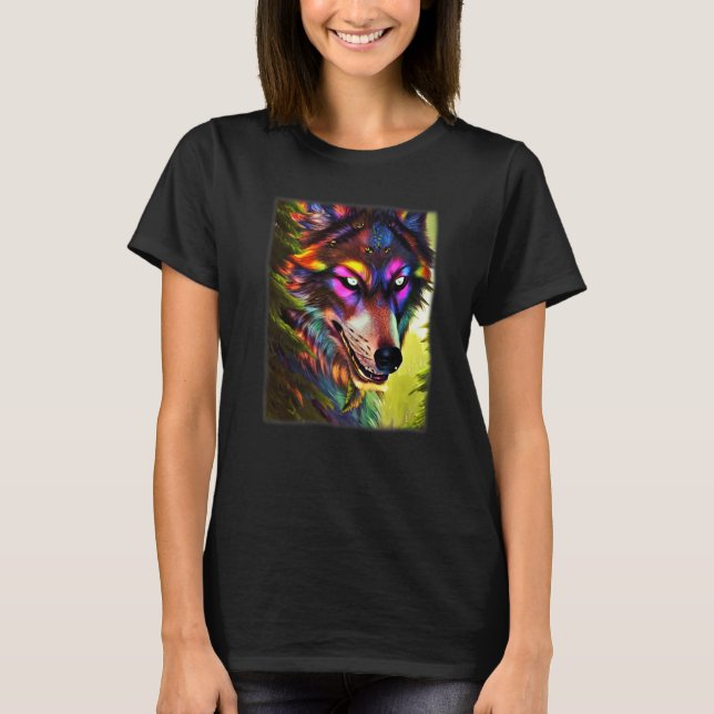 Farbenfrohe Wolfenkopfjäder mit Gesichtsfarbe 5 T-Shirt (Vorderseite)