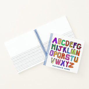 Farbenfrohe Wonky Alphabet Briefe Personalisierte  Notizbuch