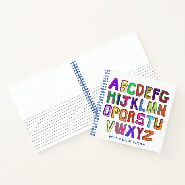 Farbenfrohe Wonky Alphabet Briefe Personalisierte  Notizbuch (Innenseite)