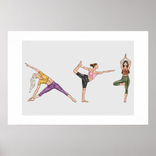 Farbenfrohe Workout-Fitness-Yogapose balancierende Poster