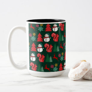 Farbenfrohe Xmas Vibes Pattern Zweifarbige Tasse