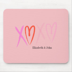 Farbenfrohe "XOXO" Herz Valentinstag Mousepad