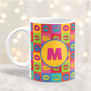 Farbenfrohe XOXO küssende Lippen Personalisiert Kaffeetasse