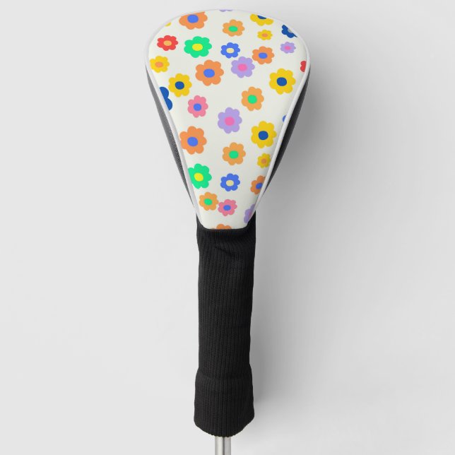 Farbenfrohe Y2K-Blume-Indie-Muster Golf Headcover (Vorderseite)