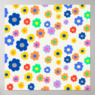 Farbenfrohe Y2K-Blume-Indie-Muster Poster
